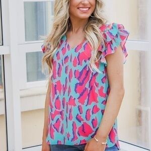 Umgee Women’s Fun In The Sun V- Neck Top -
Mint Mix